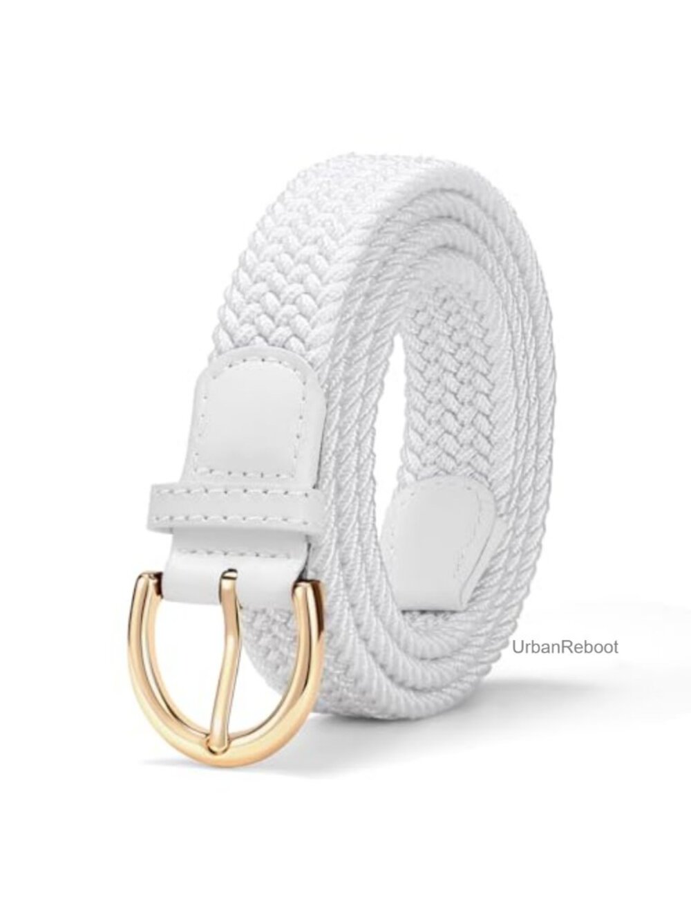 Stretch Woven Elastic Waist Belt with Gold Buckle for Women
